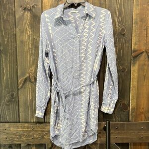 Tularosa James Shirt Dress Size XS Blue Belted Collared Boho